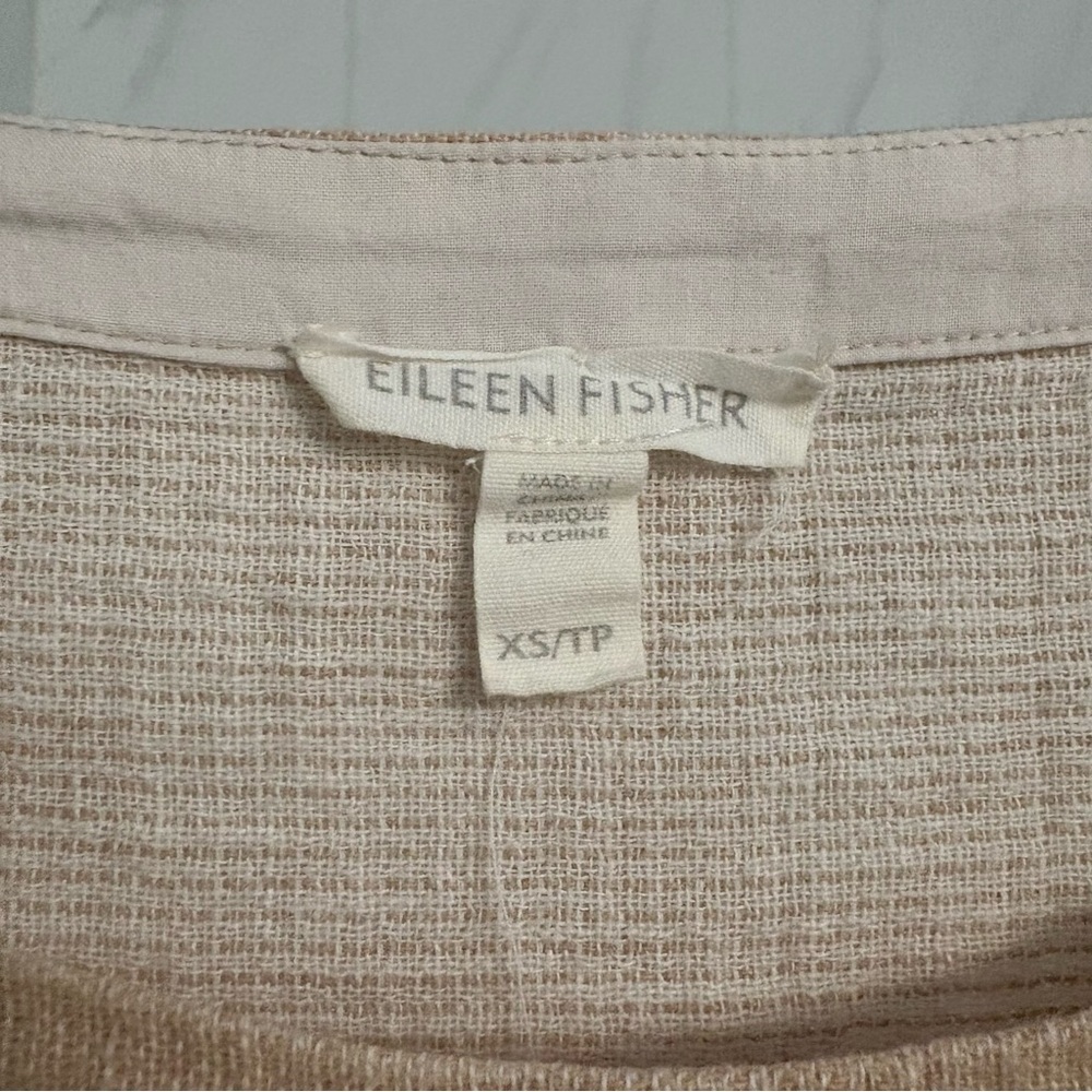 Eileen Fisher Rustic Organic Linen Cotton Doubleweave Top XS Beige - Picture 3 of 5